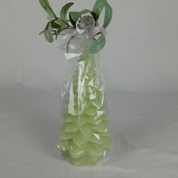 Christmas Tree Candle Light Green Glitter Wax New 8.5" Tall Holiday Design - Picture 3 of 7